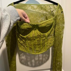 Lacey Long Sleeve Corset Crop Top